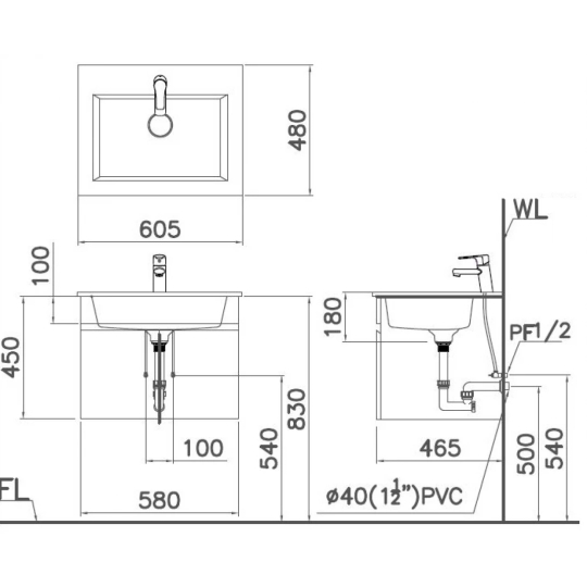 Chậu Rửa Lavabo Dương Bàn CAESAR LF5017