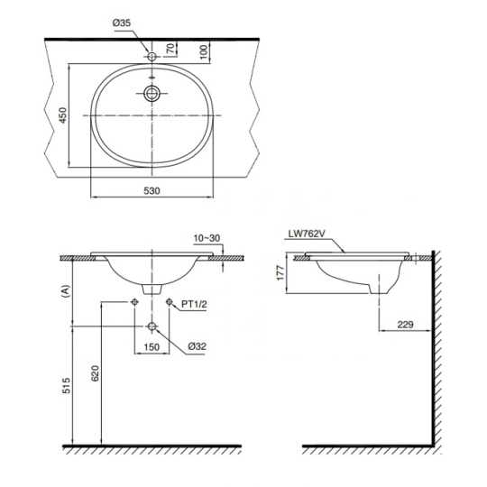 Chậu Rửa Lavabo TOTO L762#XW Dương Vành