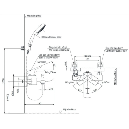 Củ Sen Tắm TOTO TBG02302VA Nóng Lạnh