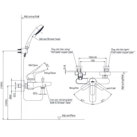 Củ Sen Tắm TOTO TBG03302VA Nóng Lạnh