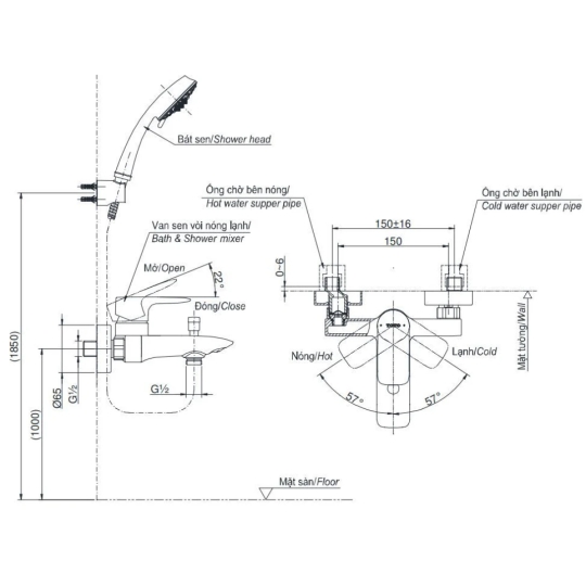Củ Sen Tắm TOTO TBG04302VA Nóng Lạnh