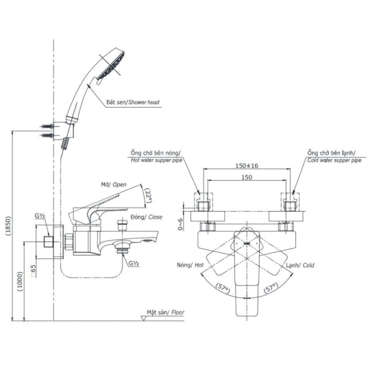 Củ Sen Tắm TOTO TBG07302VA Nóng Lạnh 