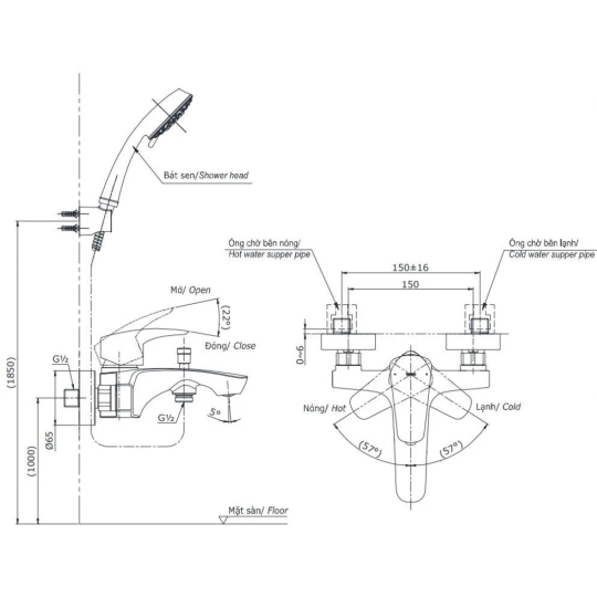 Củ Sen Tắm TOTO TBG09302VA Nóng Lạnh