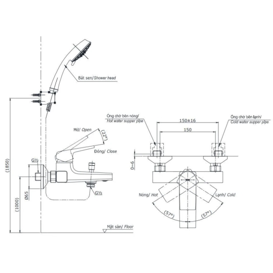 Củ Sen Tắm TOTO TBG10302VA Nóng Lạnh