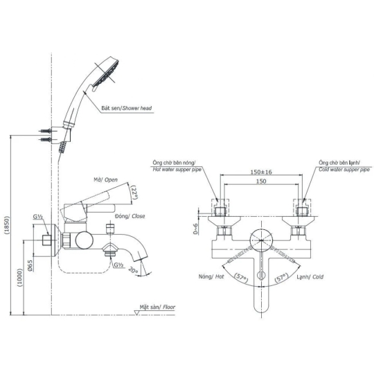 Củ Sen Tắm TOTO TBG11302VA Nóng Lạnh