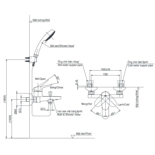 Củ Sen Tắm TOTO TBS04302V Nóng Lạnh