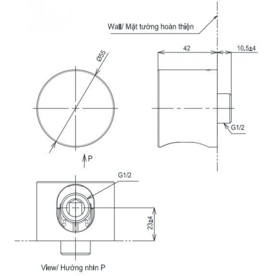 Cút Nối Tường TOTO TBW07021A Kèm Gác Sen