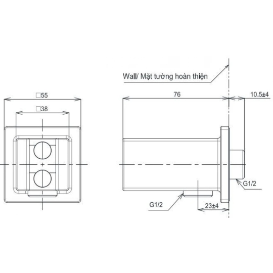 Cút Nối Tường TOTO TBW08010A Kèm Gác Sen