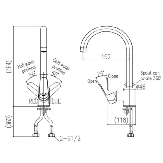 Vòi Nước Rửa Bát Inax SFV-800S Nóng Lạnh