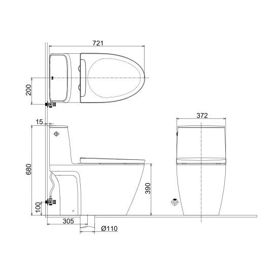 Bồn Cầu INAX ACT-902/CW-S15VN 2 Khối Xả Tự Động