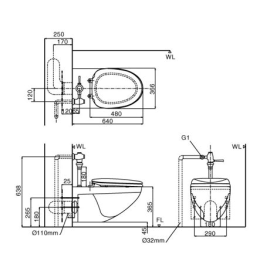 Bồn cầu Inax nắp điện tử AC-22P+CW-H18VN