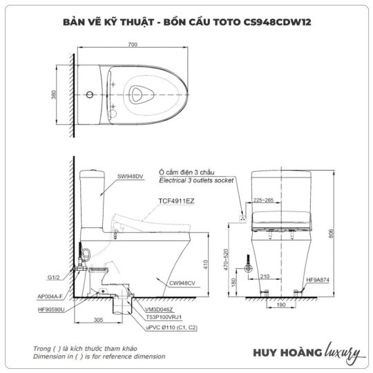 Bồn Cầu Điện Tử TOTO CS948CDW12 Nắp Rửa Washlet