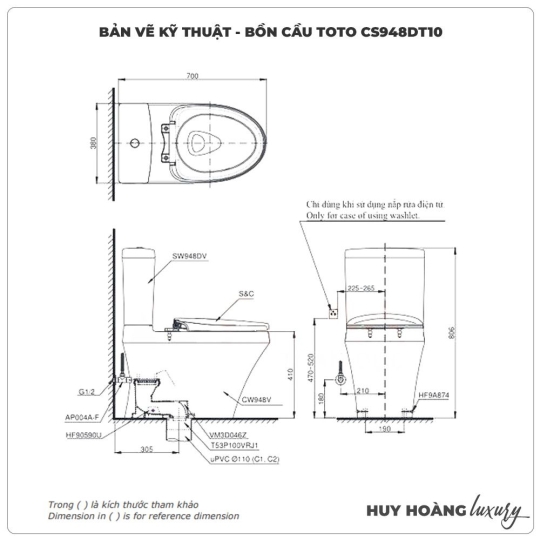 Bồn Cầu TOTO CS948DT10 Nắp Êm TC395VS 2 Khối