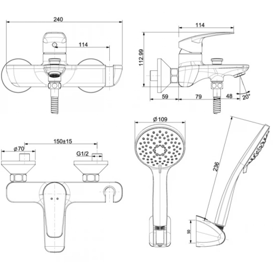 Vòi Sen Tắm Nóng Lạnh American Standard WF-0911 Milano 