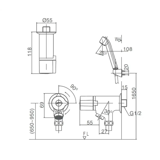 Bộ sen tắm INAX BFV-10 – Sen lạnh