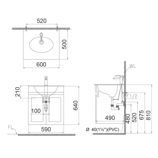 Bộ Tủ Lavabo Caesar LF5024/EH15024AV
