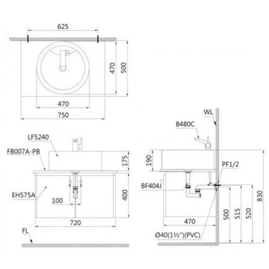 Chậu Rửa Lavabo CAESAR LF5240 Đặt Bàn Tròn