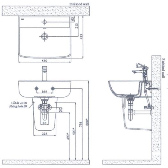 Lavabo Inax L-312V/L-298VC Treo Tường Chân Ngắn