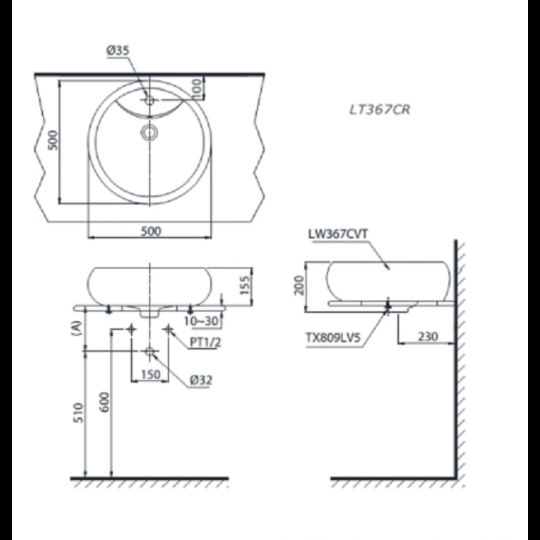 Chậu Lavabo TOTO LT367CR#XW Đặt Bàn