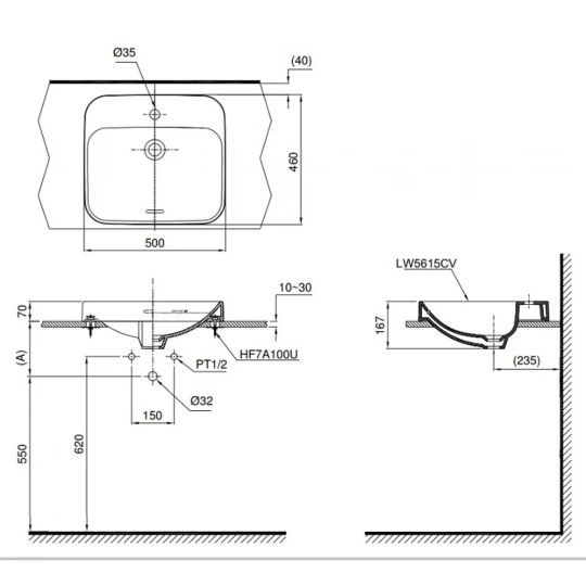 Chậu Rửa Lavabo TOTO LT5615C#XW Đặt Bàn
