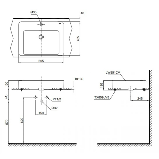 Chậu Rửa Lavabo TOTO LT951C#XW Đặt Bàn