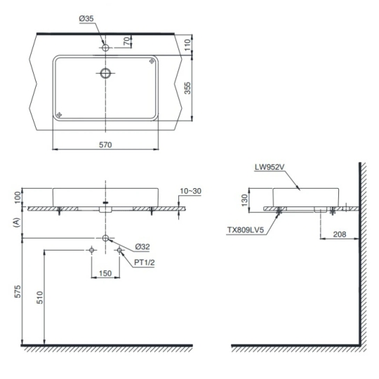 Chậu Rửa Lavabo TOTO LT952#XW Đặt Bàn