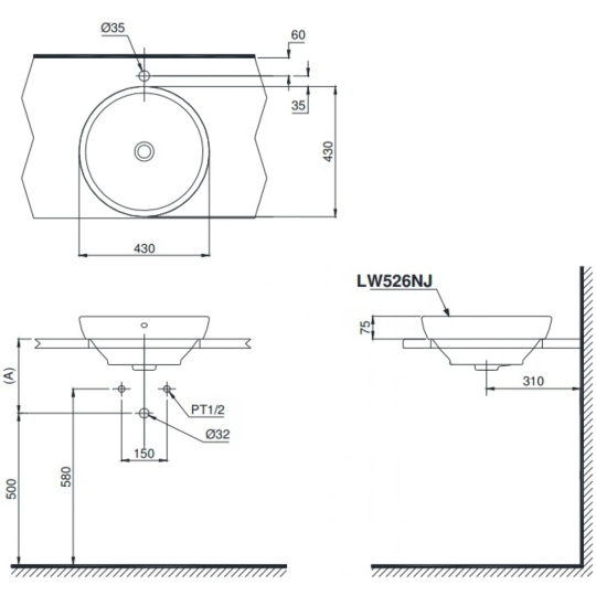 Chậu Lavabo TOTO LW526NJU#W (LW526NJU) Bán Âm