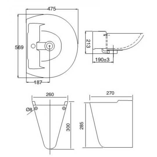 Chậu Rửa Lavabo Viglacera VI5 Chân Treo