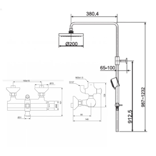 Bộ Cây Sen Phun Mưa American Standard WF-2772/A-6110.978.904 (D200)