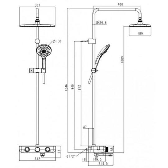 Sen Cây Nhiệt Độ Màu ĐenAmerican Standard WF-4956MB EasySET Exposed -3 Way