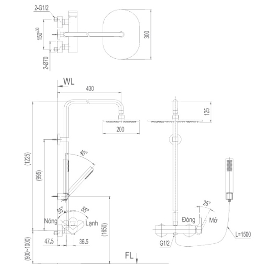 Vòi Sen Cây Tắm Inax BFV-60S Nóng Lạnh