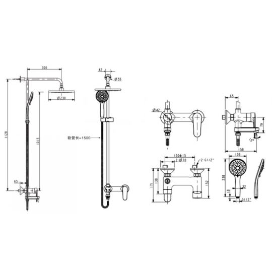 Bộ Cây Sen Phun Mưa Nóng Lạnh American Standard WF-9089 Simplica 