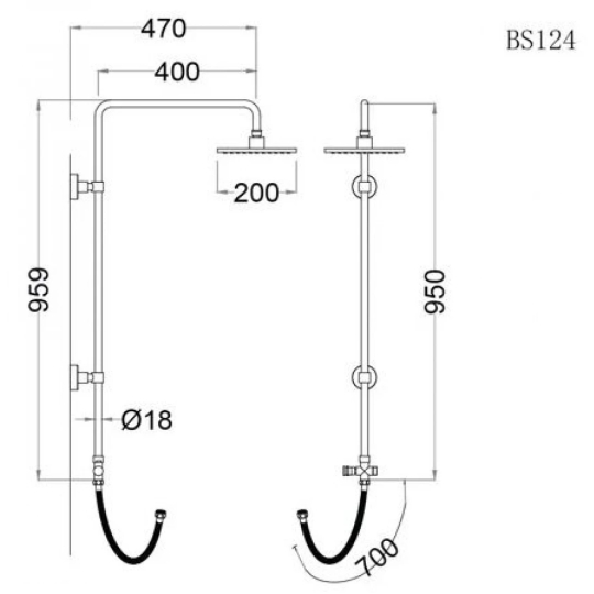Bộ Phụ Kiện Vòi Sen Đứng CAESAR BS124