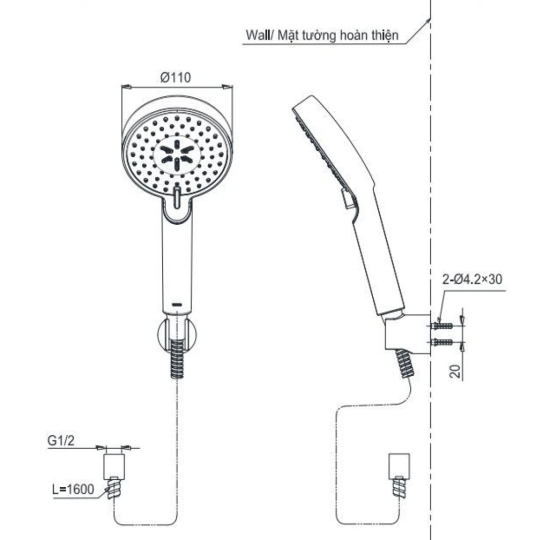 Tay Sen TOTO TBW07009A 3 Chế Độ 110mm