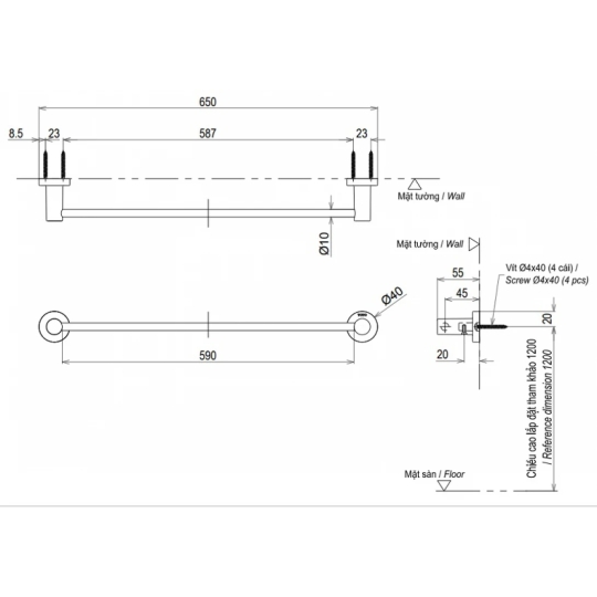 Thanh Vắt Khăn TOTO YT406S6RV