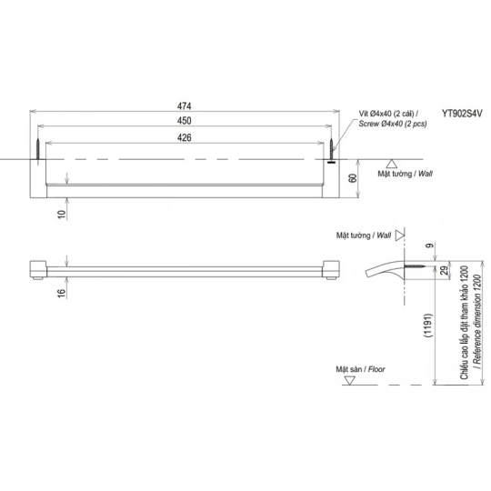 Thanh Vắt Khăn TOTO YT903S4V