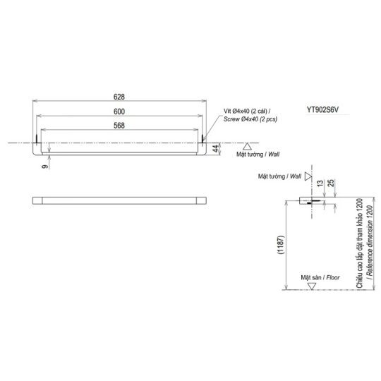 Thanh Vắt Khăn TOTO YT902S6V