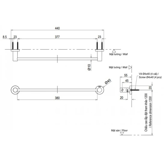 Thanh Vắt Khăn TOTO YT406S4RV