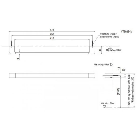 Thanh Vắt Khăn TOTO YT902S4V