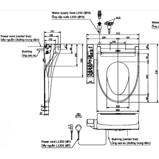 Nắp Rửa Điện Tử Washlet TOTO TCF23410AAA