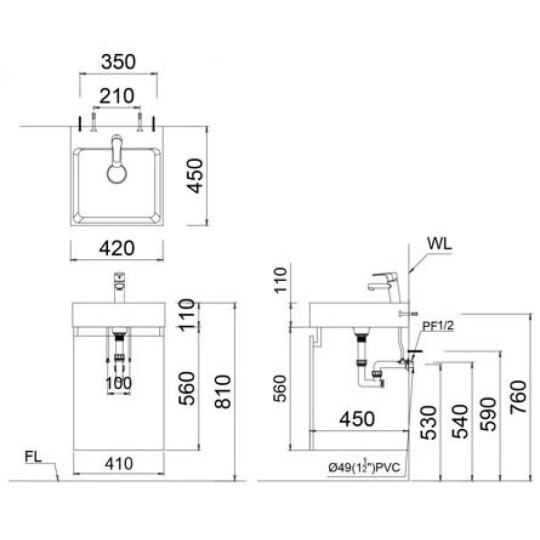 Bộ Tủ Lavabo Caesar LF5261/EH15261AV