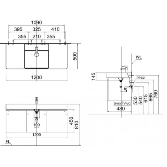 Bộ Tủ Lavabo Caesar LF5388/EH05388AV