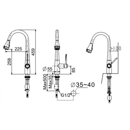 Vòi Bếp American Standard WF-5634 Dây Rút Nóng Lạnh