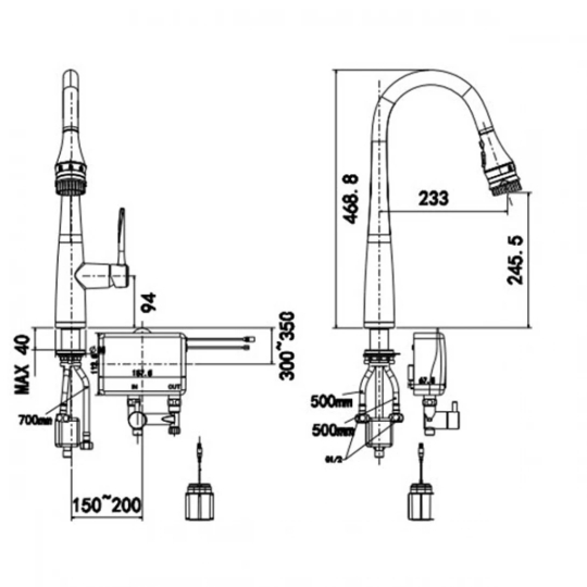 Vòi Bếp Cảm Ứng American Standard WF-5644 Rút Dây