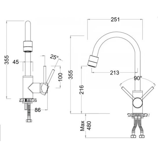 Vòi Bếp Nóng Lạnh CAESAR K325C 3 Chế Độ Xả