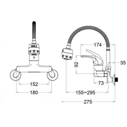 Vòi Bếp Nóng Lạnh CAESAR K526C Gắn Tường