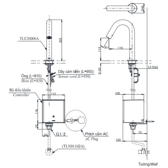 Vòi Lavabo Cảm Ứng TOTO TLE26006A Tự Động