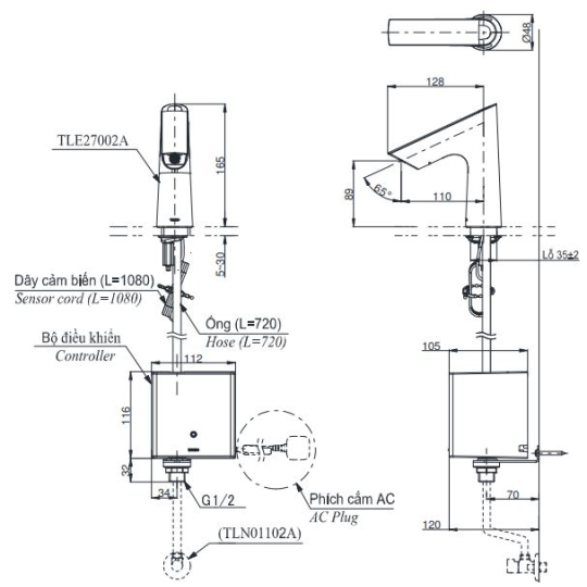 Vòi Lavabo Cảm Ứng TOTO TLE27002A Tự Động