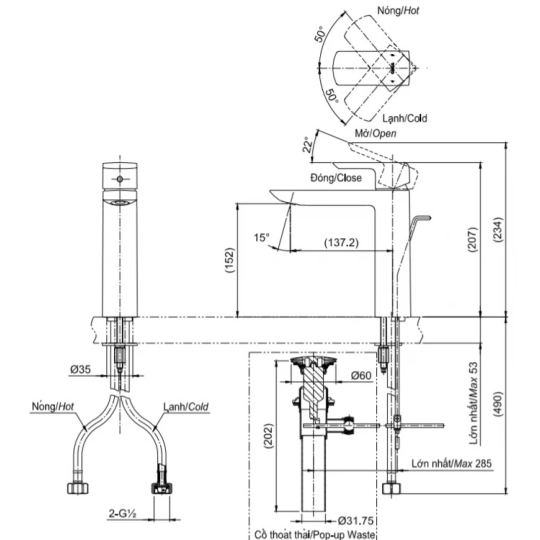 Vòi Lavabo TOTO TLG02304V Nóng Lạnh Cổ Cao Vừa