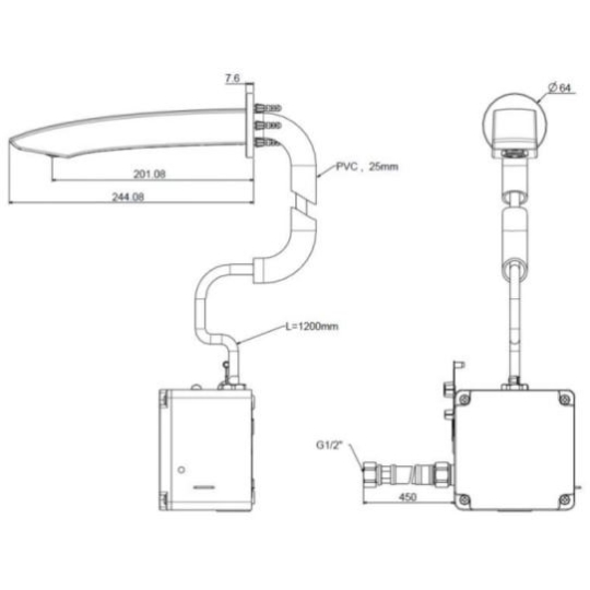Vòi Lavabo American Standard WF-8508.DC Cảm Ứng Pin Gắn Tường